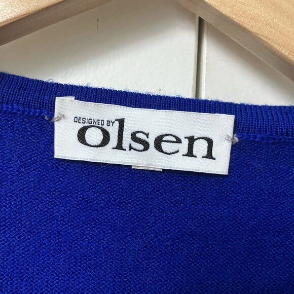 Vintage Olsen Wool Sweater Womens Royal Blue Knit EU 40 Made in Italy Career - Picture 2 of 9